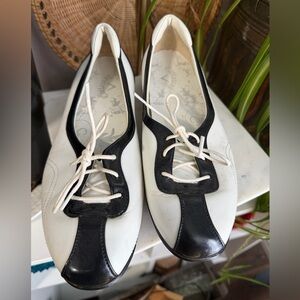 Callaway Leather Half Lace Spectator Golf Shoes White Black 8.5